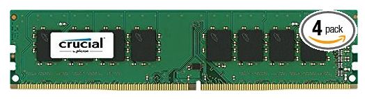 Kit 16GB Crucial 4GBx4 DDR4 2133 MTs PC4-17000 CL15 SR x8 sem buffer DIMM 288-Pin Memória Desktop CT4K4G4DFS8213
