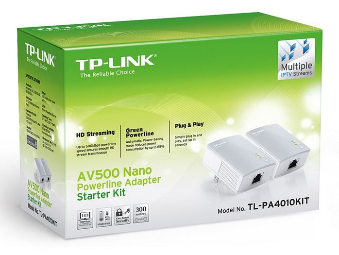 TP-LINK TL-PA4010KIT AV500 Nano Powerline Adapter Starter Kit