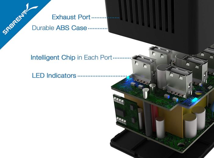 Sabrent 10-Port Family-Sized Desktop USB Rapid Charger