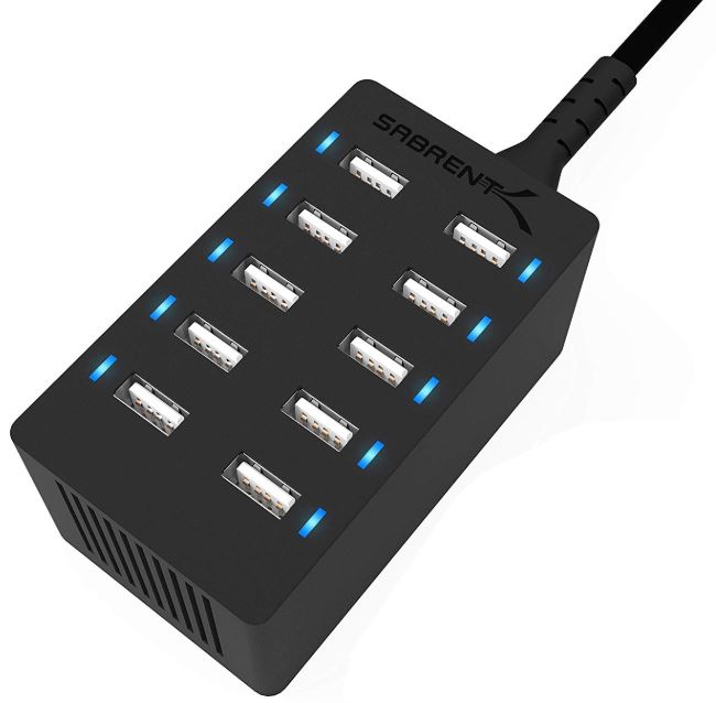 Sabrent 10-Port Family-Sized Desktop USB Rapid Charger