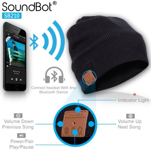 puersit Bluetooth Beanie Hat Unisex Wireless Musical Knitted Cap Headphone with Mic & Built-in Stereo Speakers 
