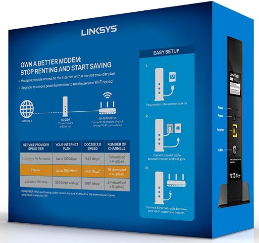 Linksys CM3016 Box Back