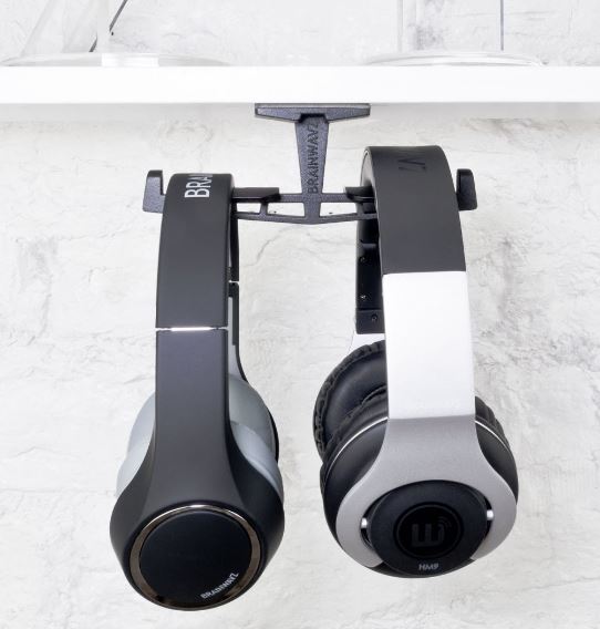 Black- HH05 Yocice Under-Desk Headphone Stand Hanger,Headset Holder Mount,Aluminum Material Hook for Headphones 