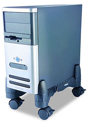 Ibnotuiy Steel Desktop Tower Computer Stand Universal CPU Floor Caddy Host Bracket for Home Office Plus Size Gray 