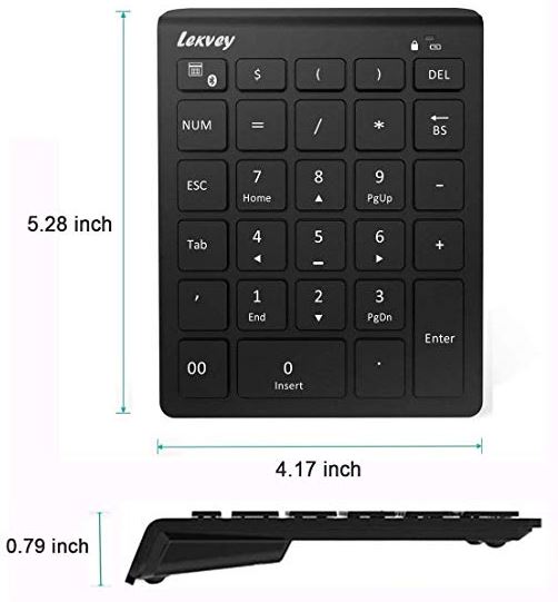 Compatible with MacBook Windows Rechargeable Wireless Number Pad 22-Key Portable & Slim Financial Accounting Numpad for Laptop Computer iPad SANWA Bluetooth Numeric Keypad GNTBT1W Android iOS 