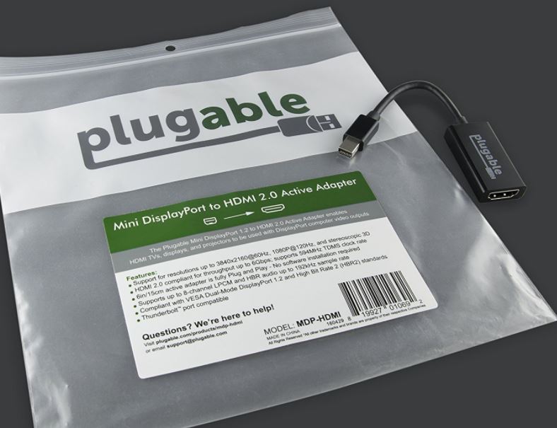 Pluggable Active Mini DisplayPort to HDMI Adapter