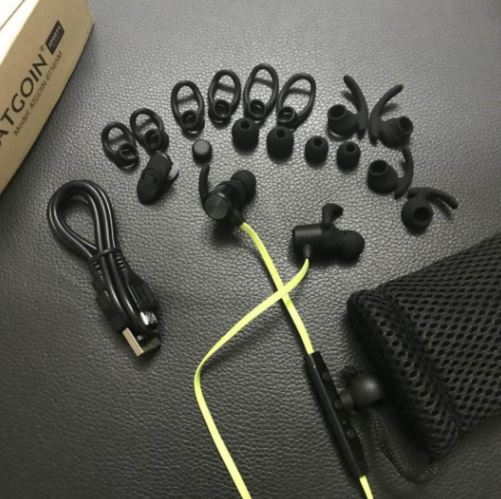 ATGOIN Bluetooth 4.1 Magnetic Wireless Sports Earphones W/Mic HD Stereo  Sweatproof in Ear Earbuds Noise Cancelling - Black 