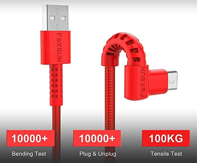 FOXSUN Right Angle 90 Degree Lightning to USB Cable