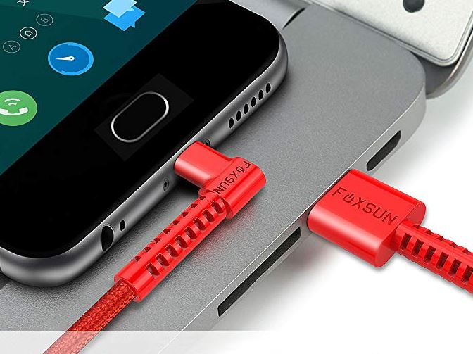 FOXSUN Right Angle 90 Degree Lightning to USB Cable