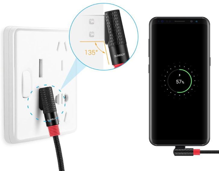 SUNGUY Right Angle USB-C Cable