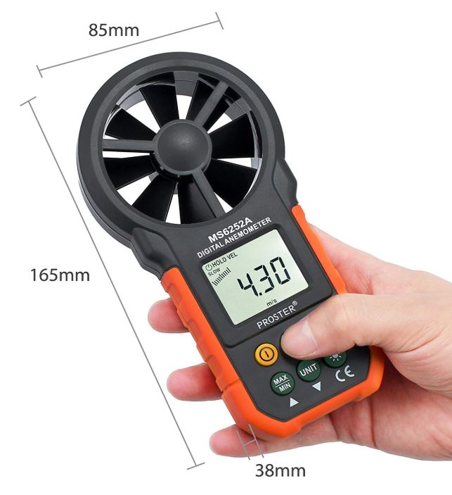 HJDQ Handheld Digital Anemometer Mini Accurate Anemograph Portable Measure Tool for Testing Wind Wind Speed and Temperature Wind Anemometer with LCD Screen 