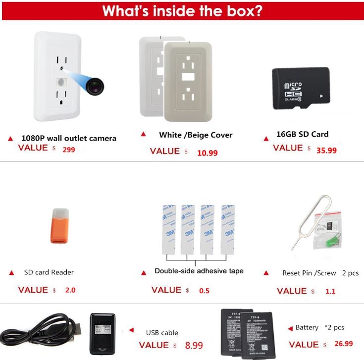 BSTCAM Wall Outlet Spy Hidden Camera