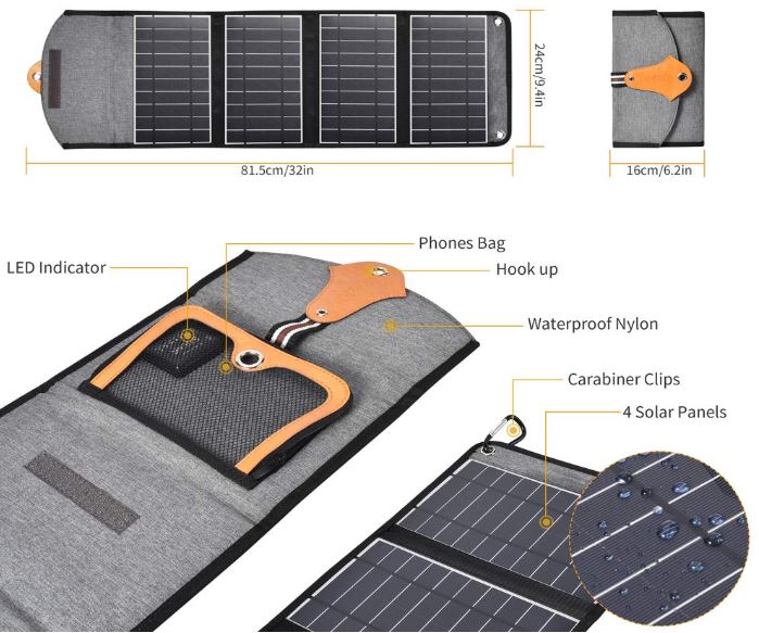 CHOETECH 24W Portable Solar Charger