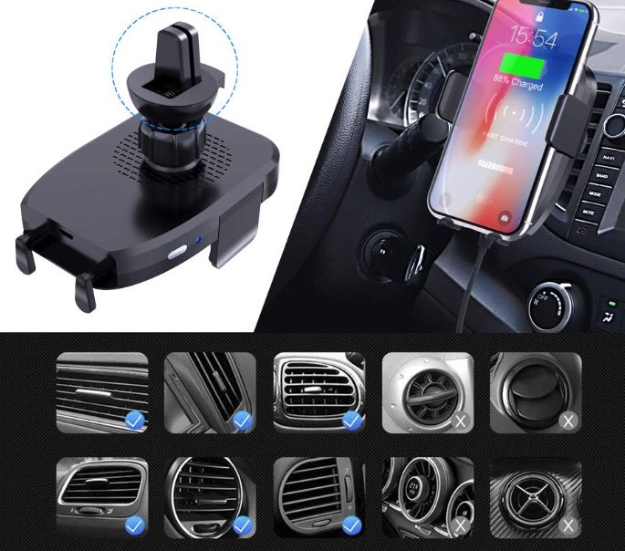 CLEEBOURG Wireless Car Charger Mount