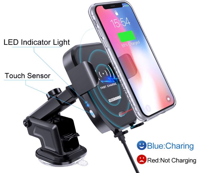 CLEEBOURG Wireless Car Charger Mount