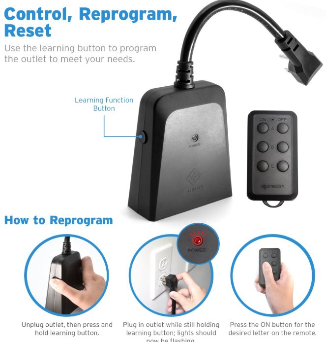 Functional Wireless Outdoor Remote Control Outlet Switch by Fosmon. 