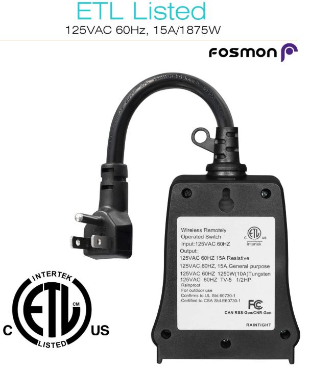 Fosmon Wireless Remote Control Outlet