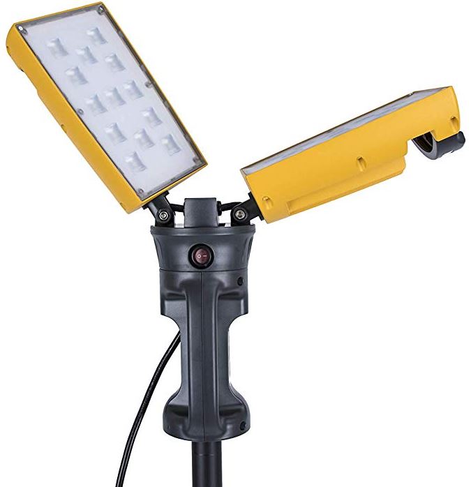 LUTEC Work Light with Stand Dual-Head LED Waterproof Lamps Telescoping Tripod 