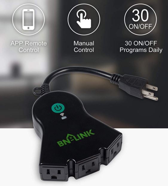 BN-LINK Heavy Duty Dual Outlet Outdoor Smart WiFi Plug Timer Outlet Switch, Compatible with Alexa and Google Assistant 2.4 GHz Network Only