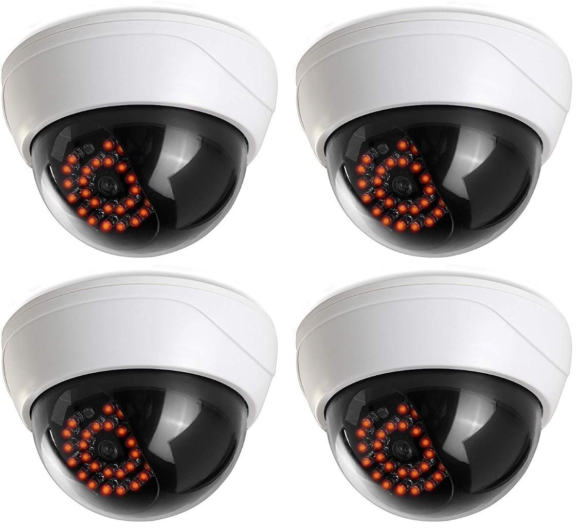 Dome Shape Dummy Security Camera Fake CCTV Surveillance System Realistic Look Flashing Red Light Easy Mount Home Office Indoor Outdoor Use TPAJ00472 