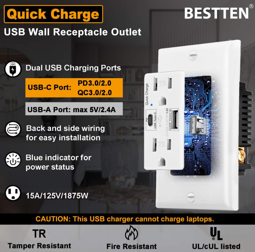 BESTTEN Receptacle Outlet