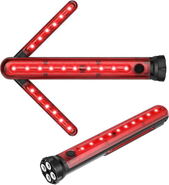 Rechargeable LED Road Flares - Flashing Roadside Safety and Emergency Lights