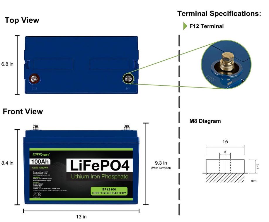 ExpertPower 12V 100Ah Lithium LiFePO4