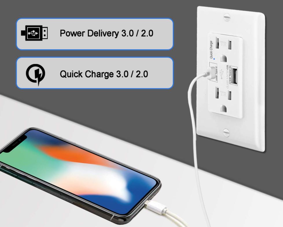 Fast Charging US Plug 4 USB 2 Port Power Strip Wall Socket for Smartphones 