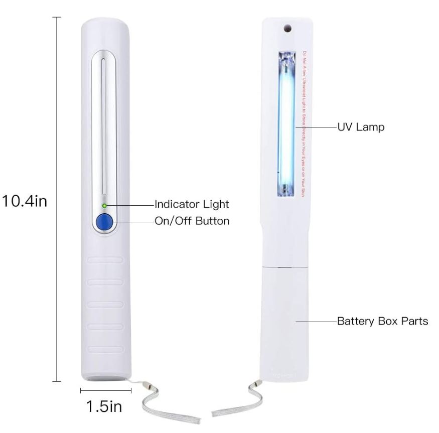 Tech UV Light Mini Sanitizer Foldable Travel Wand Handheld UV Disinfection Lamp 