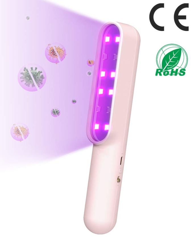 White Ultraviolet Light Sanitizer Portable UV Sterilizer Light Wand DIHOOM UV-C Disinfection Lamp USB Charging Handheld Travel Wand for Household Home Car Pet