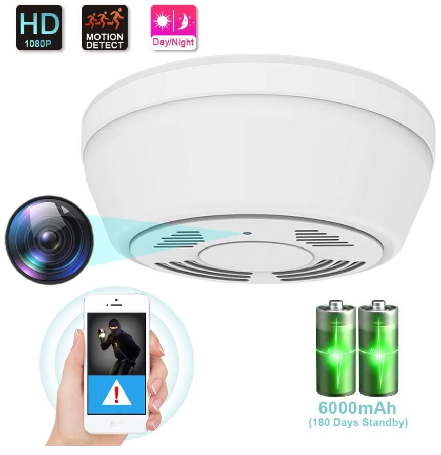 HD 1080P Wireless Mini Security Spy Camera WiFi Night Vision and Motion Detection Video Recorder Real-Time View Nanny Cam for Home Security and Outdoor 4K Hidden Camera Smoke Detector