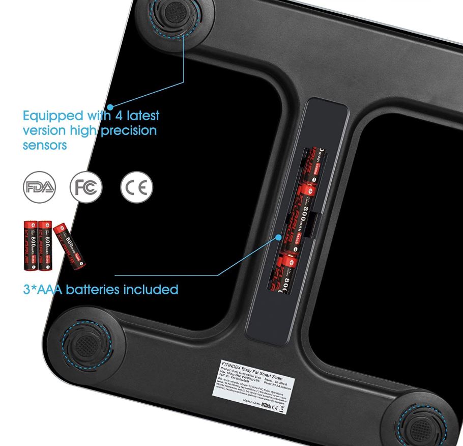  FITINDEX Smart Bluetooth Body Fat Scale with Upgraded