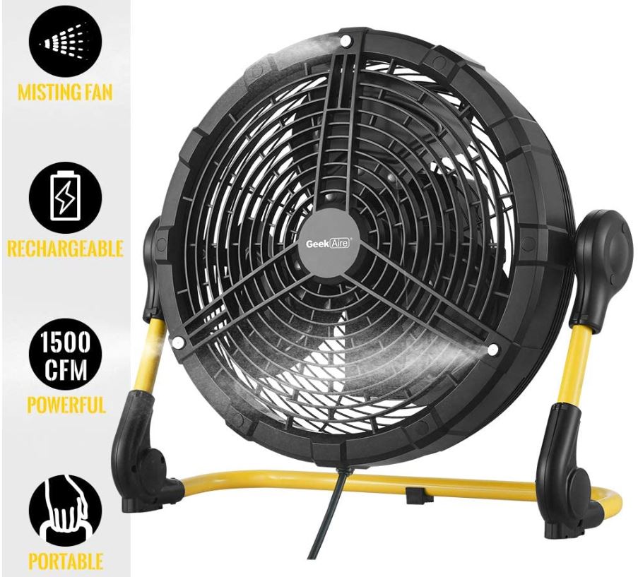 Geek Aire Battery Operated Outdoor Misting Fan