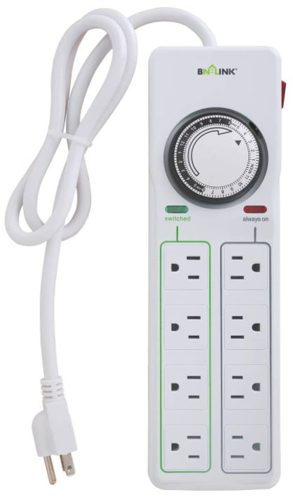 BN-LINK 8 Outlet Surge Protector With Mechanical Timer