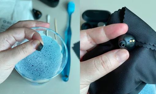 cleaning earbuds with soap and water