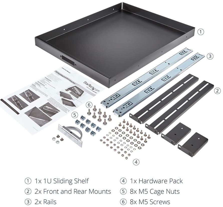 StarTech 1U Sliding Server Rack Mount Keyboard Shelf