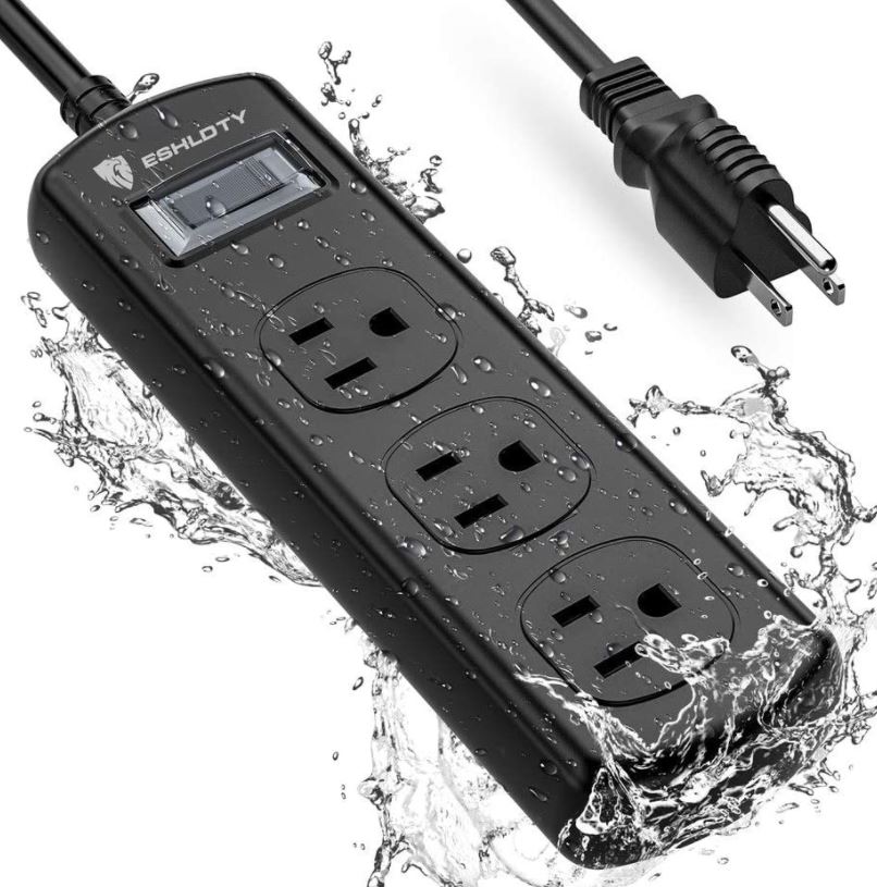 Waterproof Surge Protector with 4 Outlets and 3 USB,Wall Mount Weatherproof Outdoor Power Strip Kitchen Multi Outlet Extension for Camping Bathroom Garden 6ft Cord Outdoor Waterproof Power Strip 