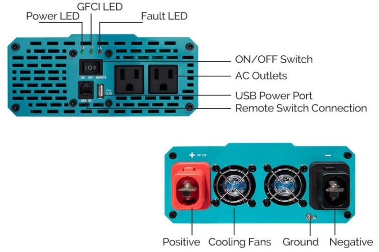 Renogy 1000W 12V Pure Sine Wave Inverter