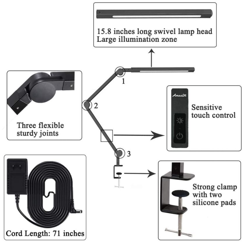 AmazLit Desk Lamp with Clamp