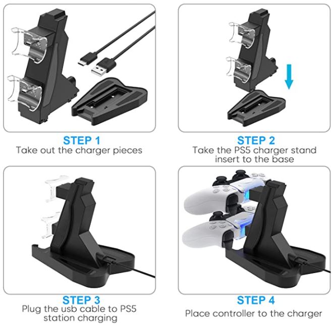 Auarte Dual Charge PS5 Controller Charger