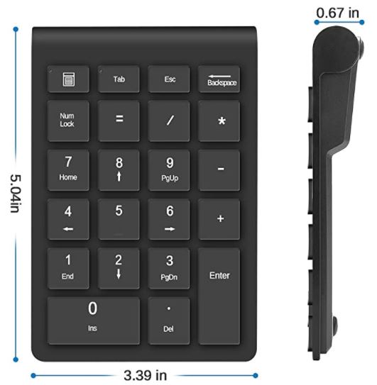 Gaeirt Number Pad X AAA Battery Bluetooth Numeric Keypad,for Windows,for Androd/iOS 