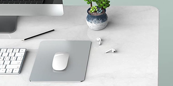 Mouse Pad,Metal Hard Magic Mouse Pads，Suitable Office/Games,Fast Precise  Control(Laptop/Computer/Tablet) Mouse - Silver 