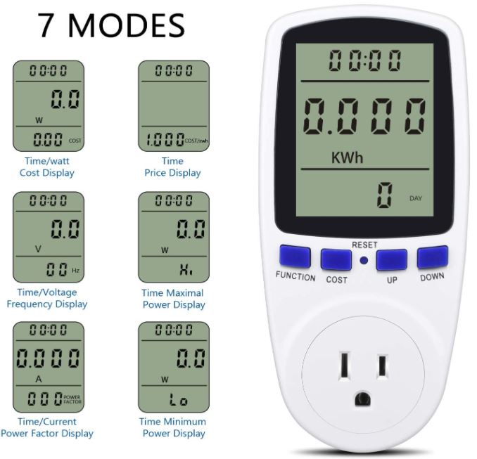 Plug in LCD Energy Monitor Energy Saver Check your usage White 