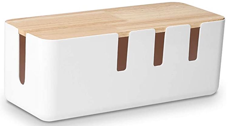 Computer Router Desk Cable Tidy Box for TV Wires USB Hub and Under Desk Power Strip Abuff Cable Management Boxes Organizer Set of 3 Sizes Wooden Style Cord Organizer Box 