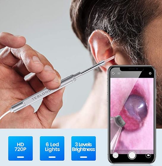 Ear Wax Cleaning Tool with 6 LED Lights Ear Cleaning Kit iPhone & iPad Android Devices Ear Pick Endoscope Ear Cleaner- Digital Ear Otoscope Ear Inspection NEME Wireless Ear Camera 