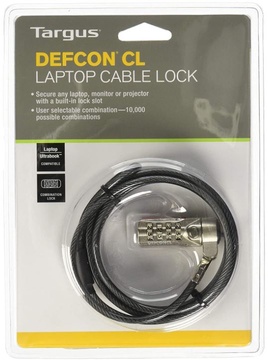 Targus DEFCON T-Lock Resettable Combo Laptop Cable Lock