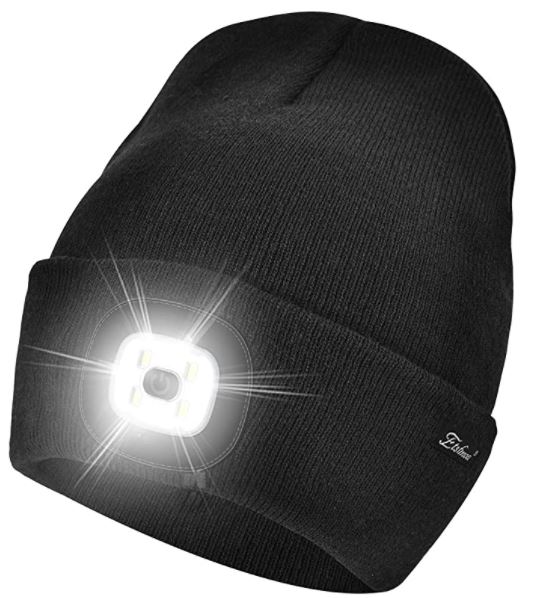 PRAVETTE LED Lighted Beanie Hat,USB Rechargeable Hands Free Headlamp Cap,Unisex Winter Warmer Knit Hat with Light for Men,Women 