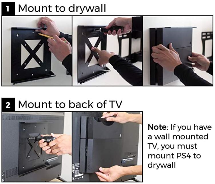 TotalMount for PlayStation 4 Slim Mounts PS4 Slim on Wall Near TV 
