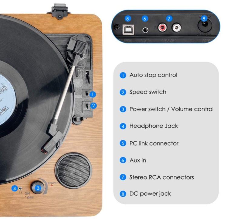 Popsky 3-Speed Turntable