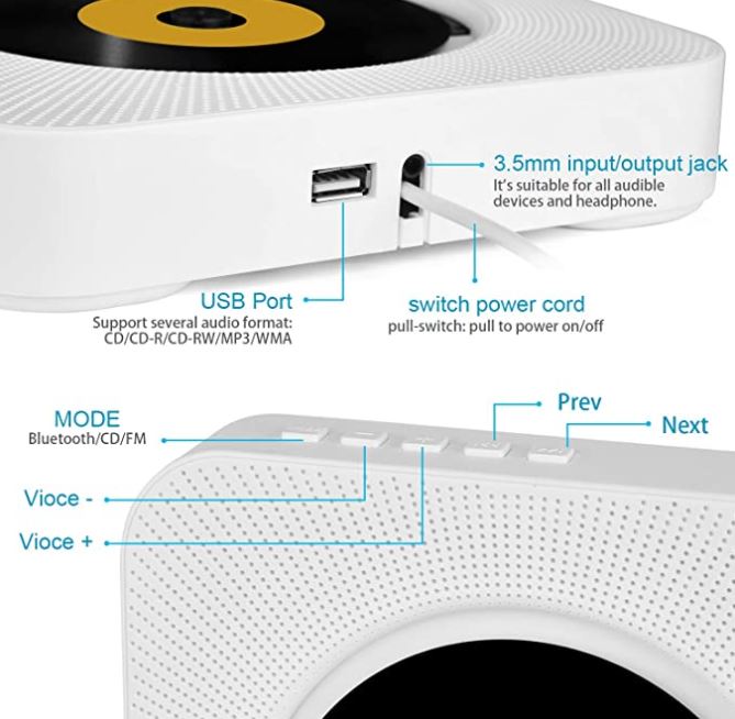 KOVCDVI Wall Mountable CD Player